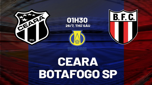 Nhận định bóng đá Ceara vs Botafogo SP 7h30 ngày 26/7 (Hạng 2 Brazil 2024). Hãy đến JUN88 cá cược bóng đá .